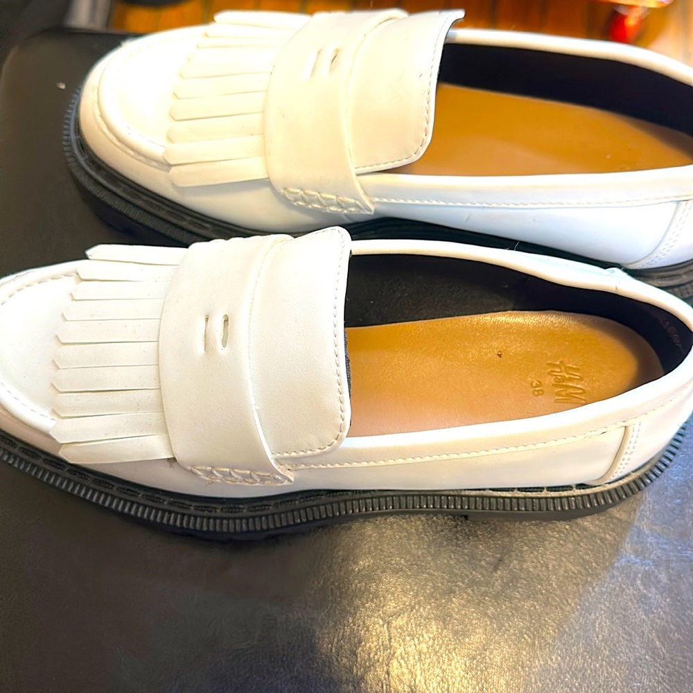 H$M white chunky loafers size 38